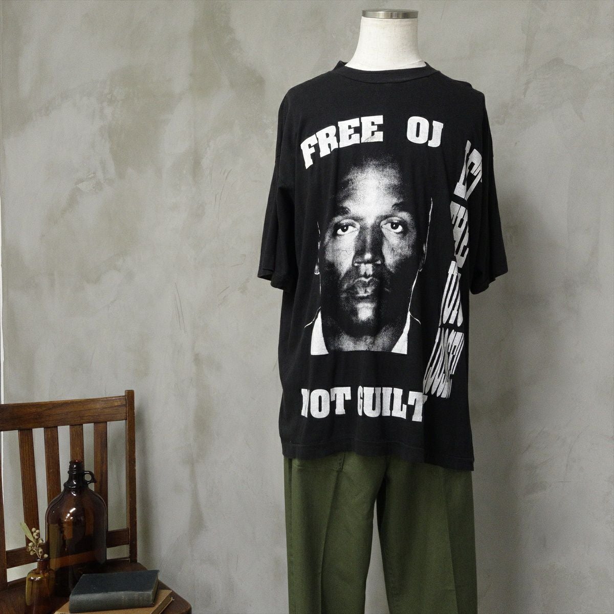 O.J. SIMPSON オレンタール ジェームス シンプソン 半袖Tシャツ コットン ブラック ブラウン ホワイト 美品 中古 4b001432 古着 90s OJシンプソン OJ SIMPSON Free OJ Tシャツ | Flamingo Online
