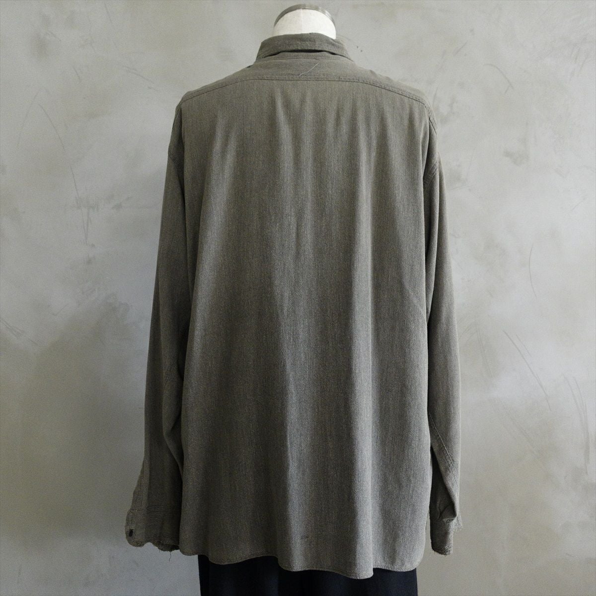Vintage 50s 60s ブラックシャンブレーシャツ 黒シャン マチ付き 