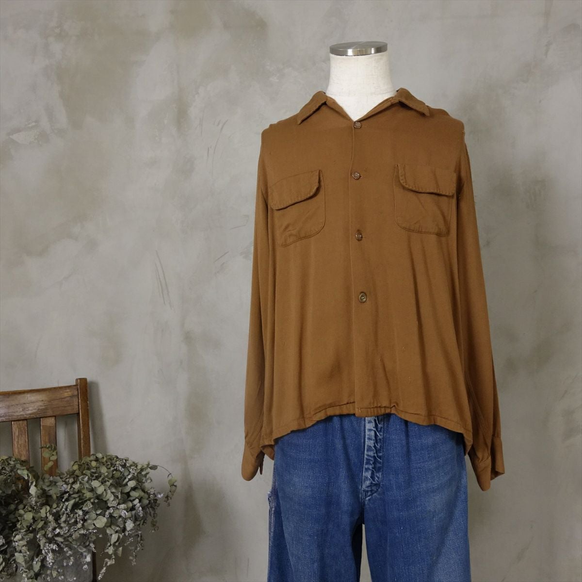 V*K様 極　50s PILGRIM ハンドステッチ　レーヨン　ボックスシャツ 古着 50s ボックス長袖シャツ ピルグリム レーヨン | Flamingo Online