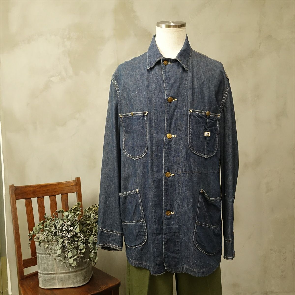 lee 91j ヒッコリー カバーオール　ビンテージ 古着 50s 極美 Lee Size 40 オリジナル ロングL ビンテージ リー 50s 60s 98J