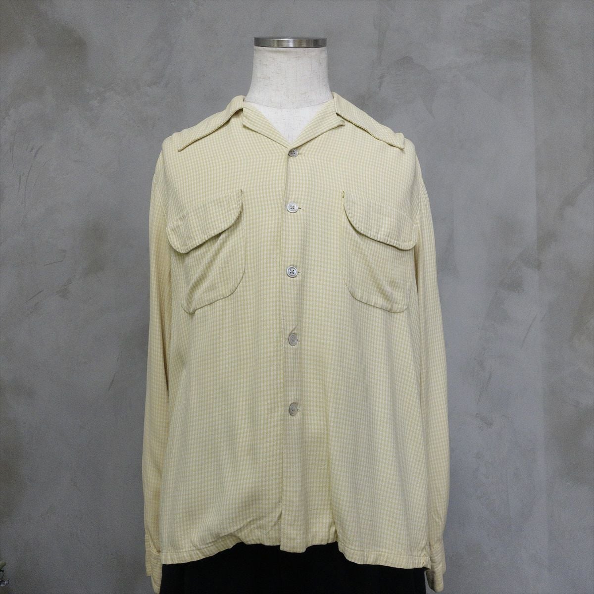 古着 70s VINTAGE ヴィンテージ レーヨンシャツ check 開襟 ボックス