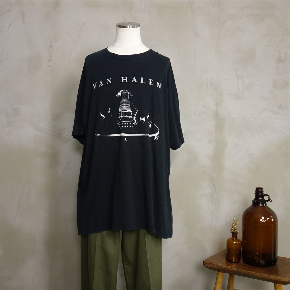 90s Van HalenヴァンヘイレンバンドTシャツタイダイ染め短丈古着2XL