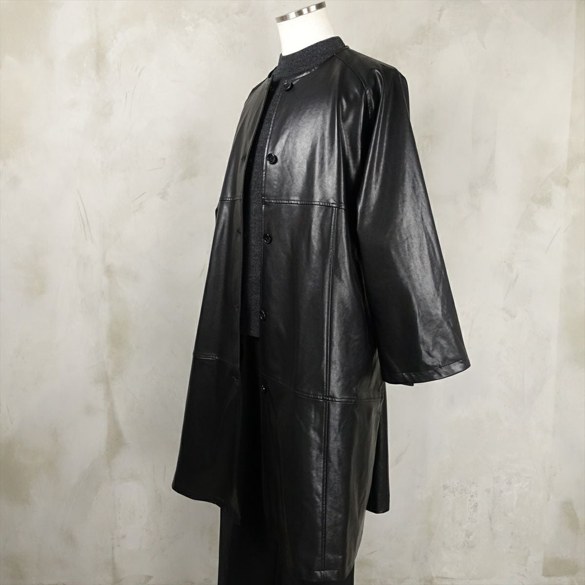 Fafatt ファファット PUレザー ノーカラーコート | Flamingo Online