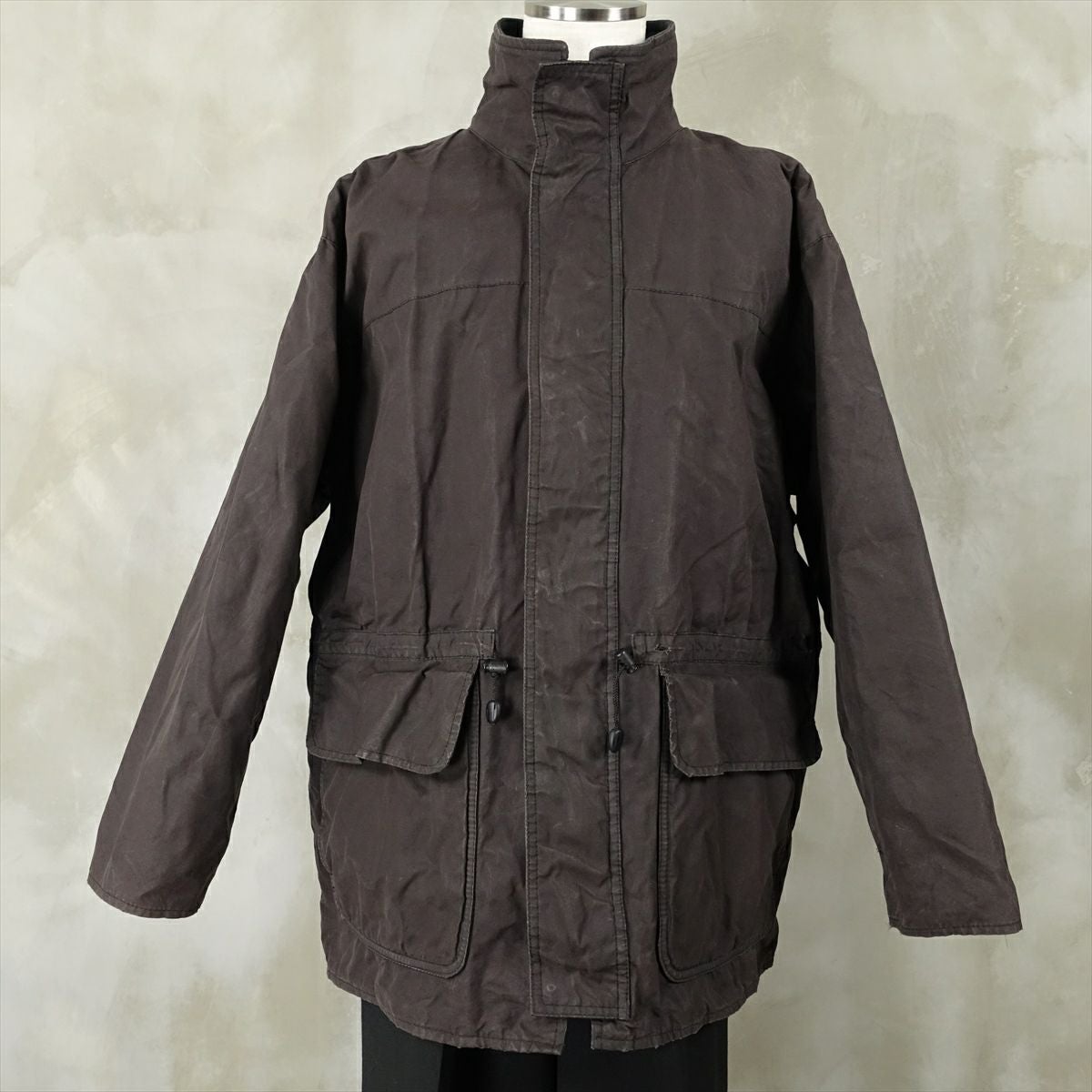 古着Barbour バブアー　ノーオイルジャケット フード付き　Lサイズ 古着 Barbour ノーカラー オイルドジャケット | Flamingo Online 古着
