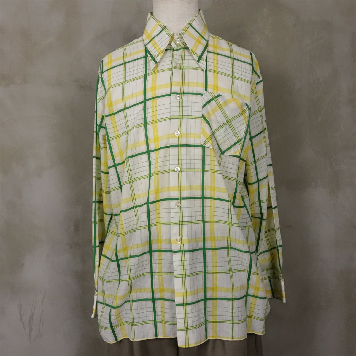 古着 70s VINTAGE ヴィンテージ レーヨンシャツ check 開襟 ボックス