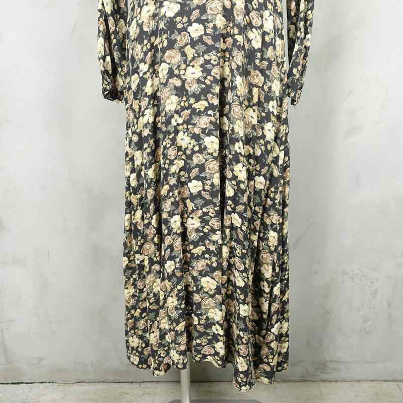 古着 小花柄 レーヨン 長袖ワンピース | Flamingo Online 古着屋