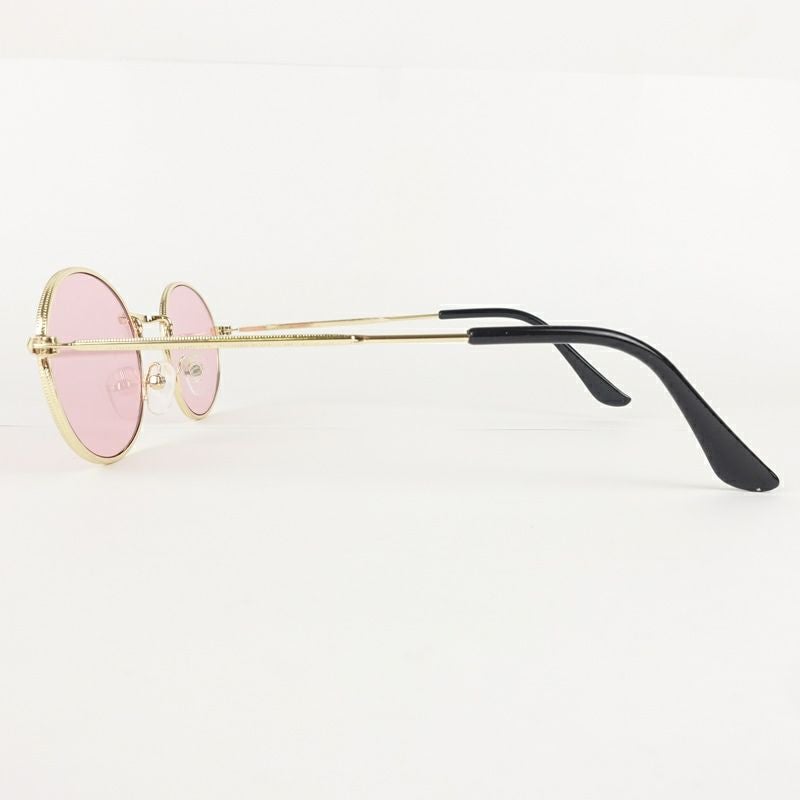 オーバル型 メタル ゴールド＆ピンク サングラス | Flamingo Online