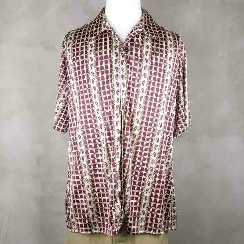 古着のシルク半袖シャツ
