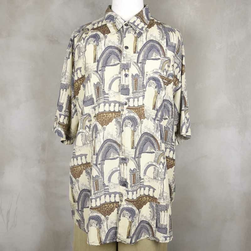 古着のシルク半袖シャツ