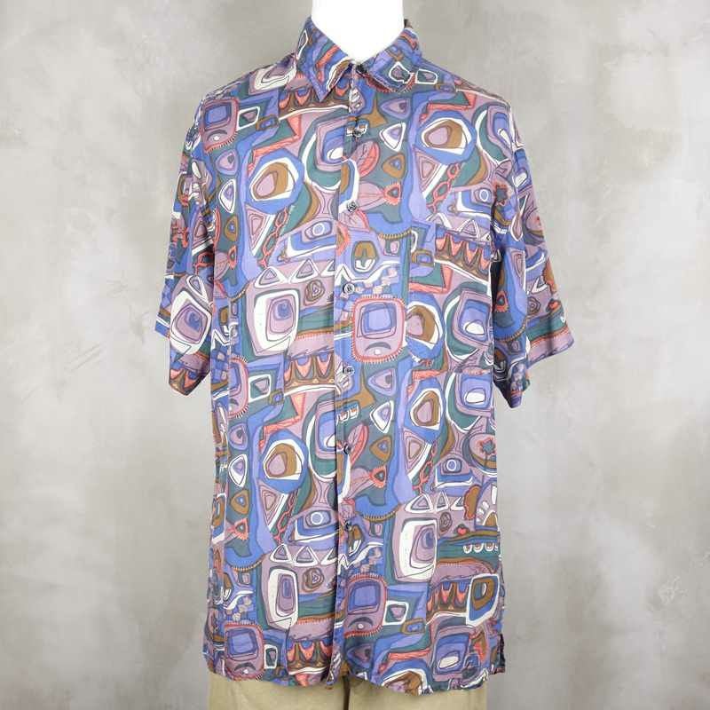 古着のシルク半袖シャツ