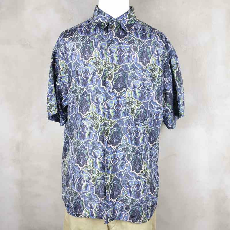 古着のシルク半袖シャツ