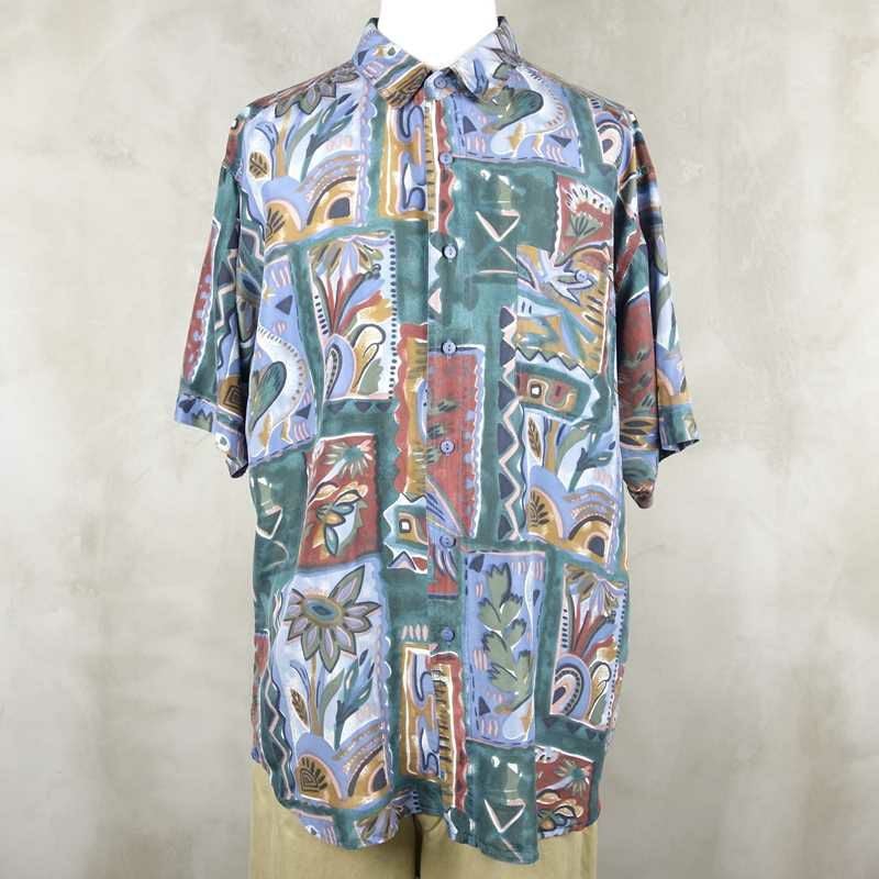 古着のシルク半袖シャツ