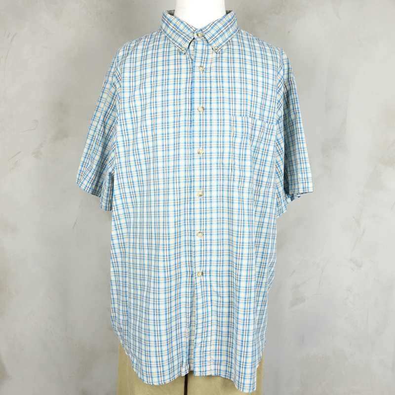 古着のチェック半袖シャツ