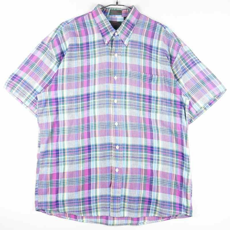 古着のチェック半袖シャツ