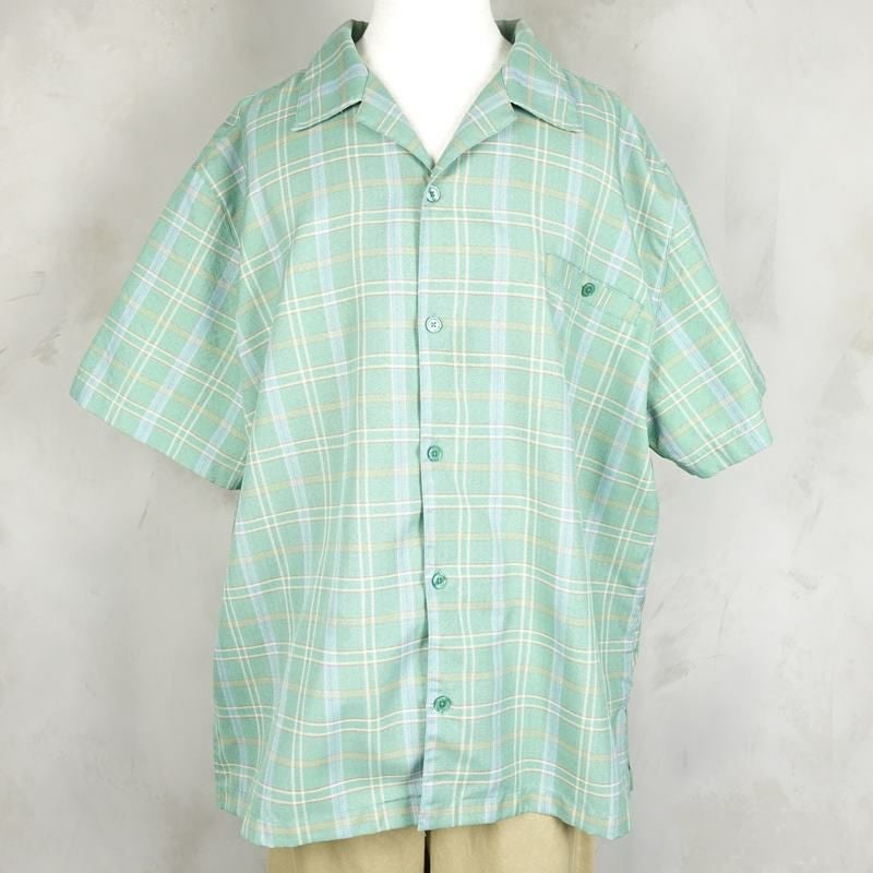 古着のチェック半袖シャツ