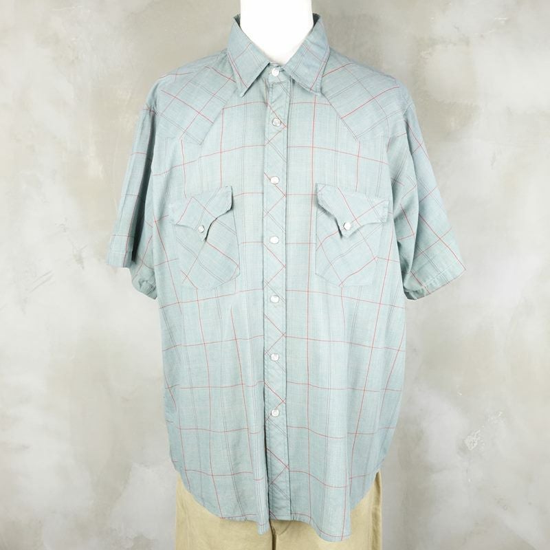 古着のチェック半袖シャツ