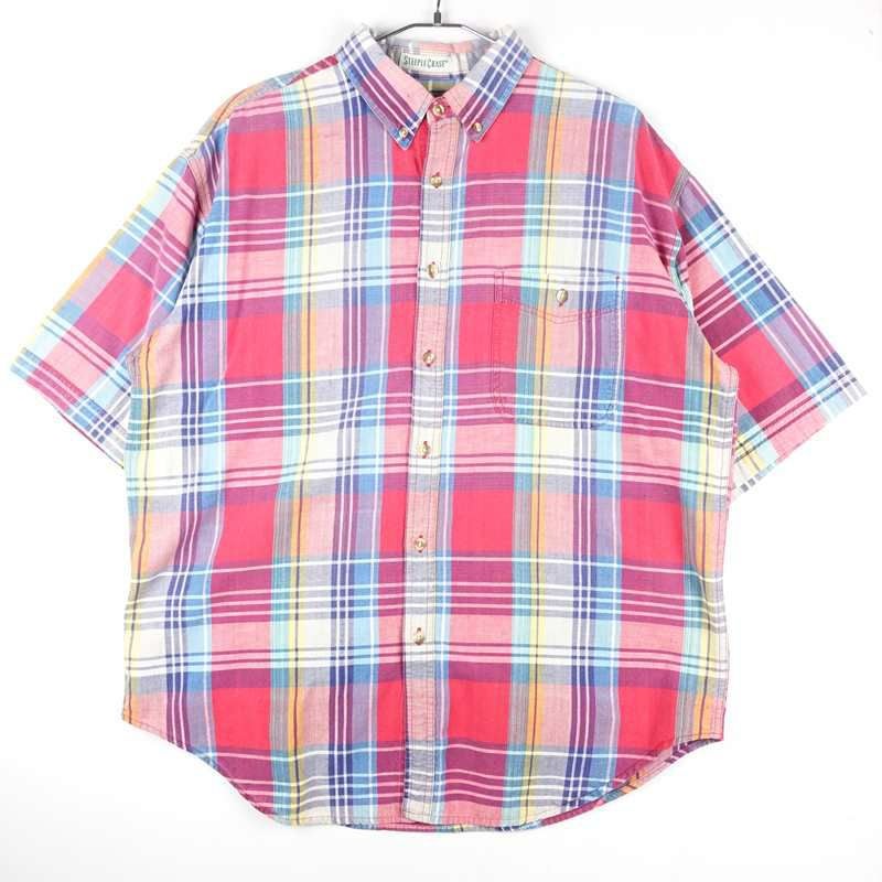 古着のチェック半袖シャツ