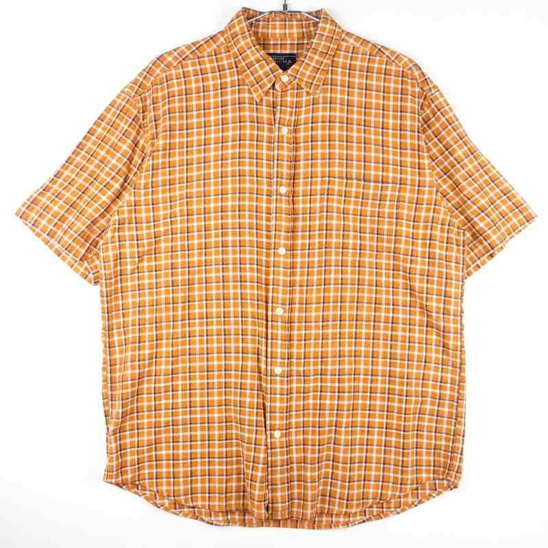 古着のチェック半袖シャツ