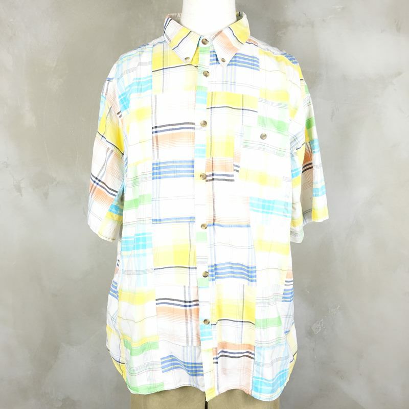 古着のチェック半袖シャツ