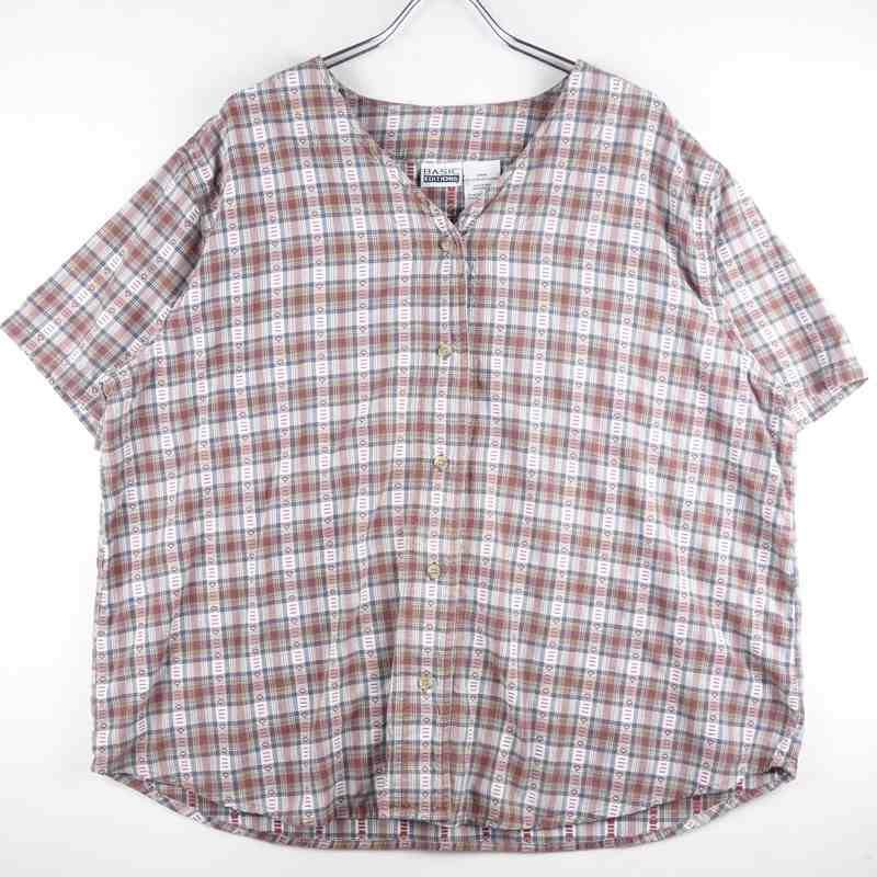 古着のチェック半袖シャツ