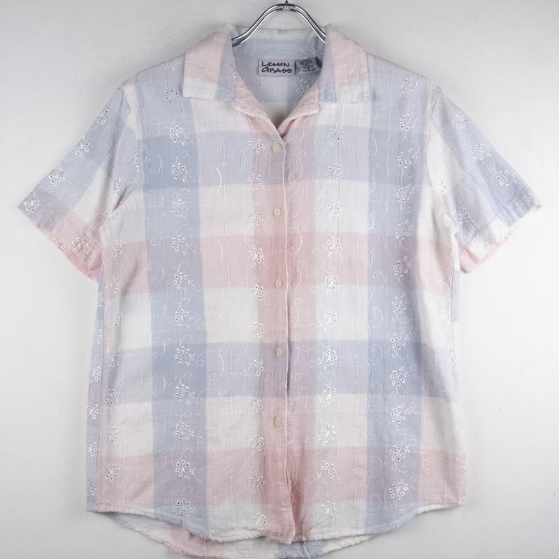 古着のチェック半袖シャツ