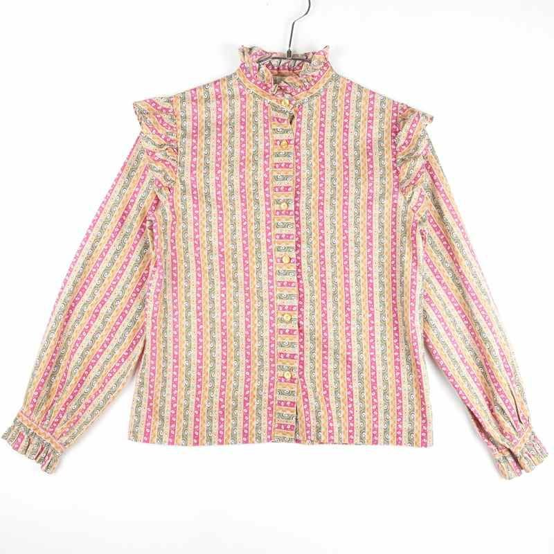 古着 ペイズリー柄 フリル 長袖ブラウス | Flamingo Online 古着屋