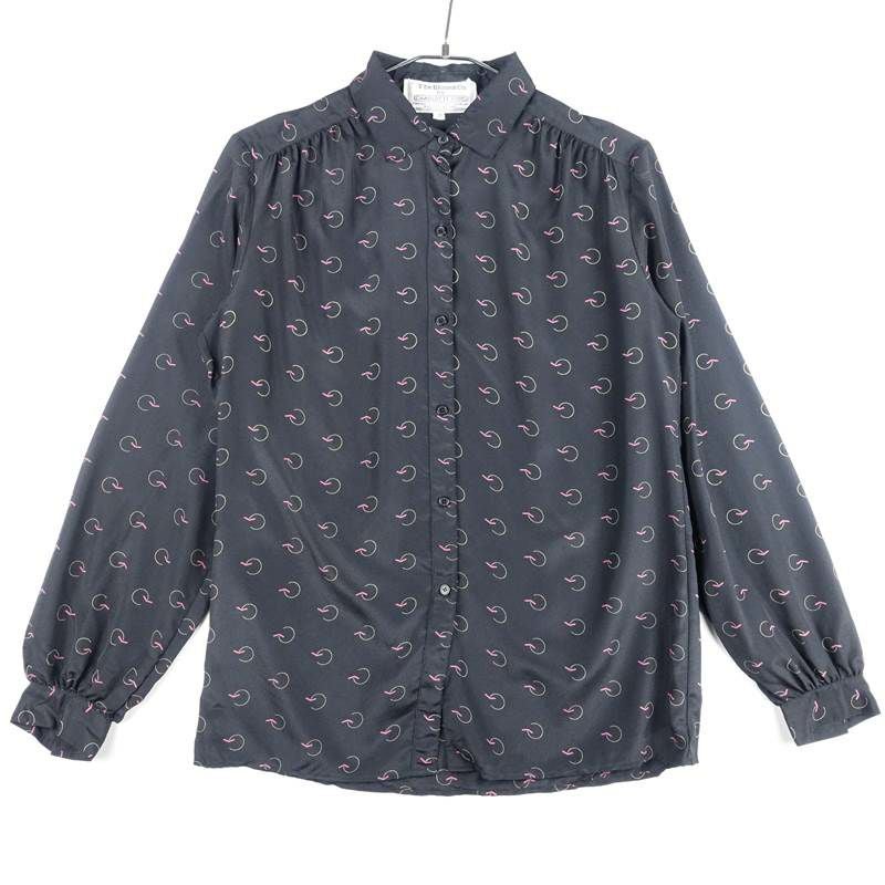 古着の総柄長袖シャツ