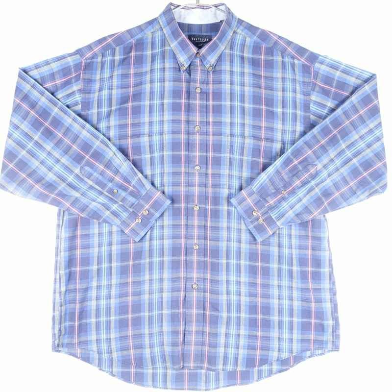 古着のチェック長袖シャツ