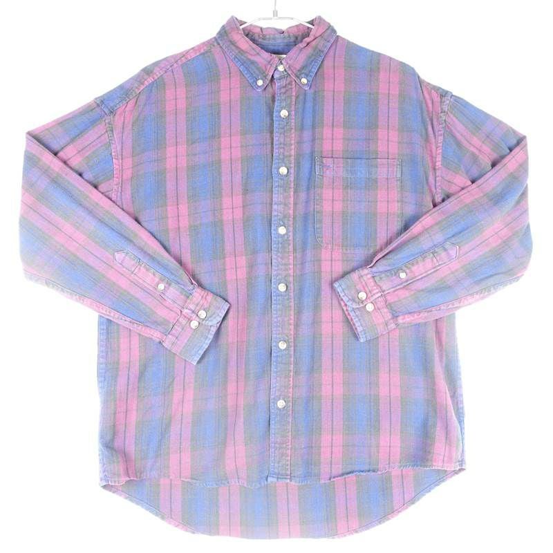 古着のチェック長袖シャツ