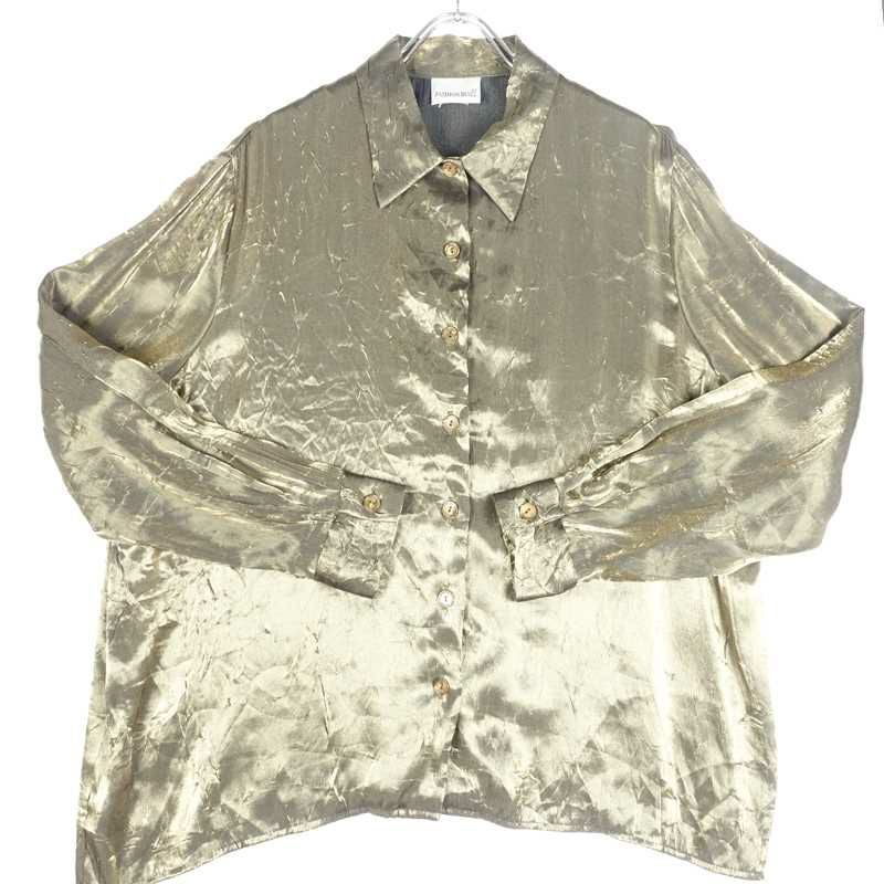 古着のメタリック長袖シャツ
