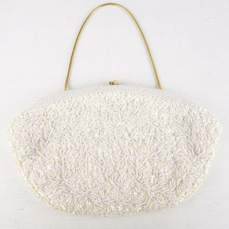 古着のスパンコール×ビーズ刺繍ハンドバッグ