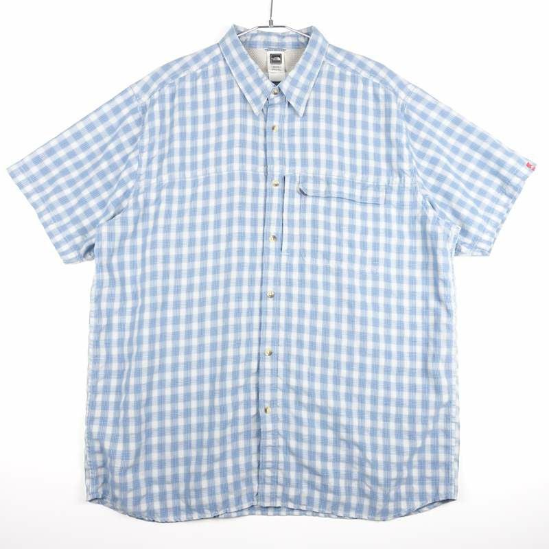 古着のザノースフェイスチェック半袖シャツ