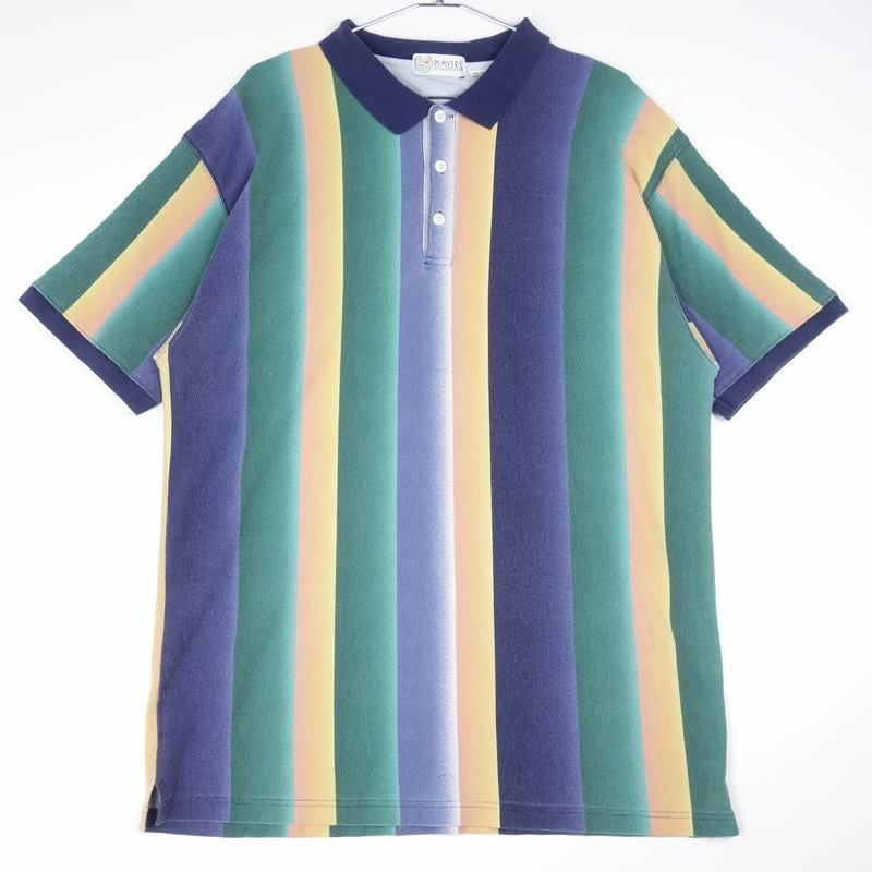 古着のストライプ半袖ポロシャツ