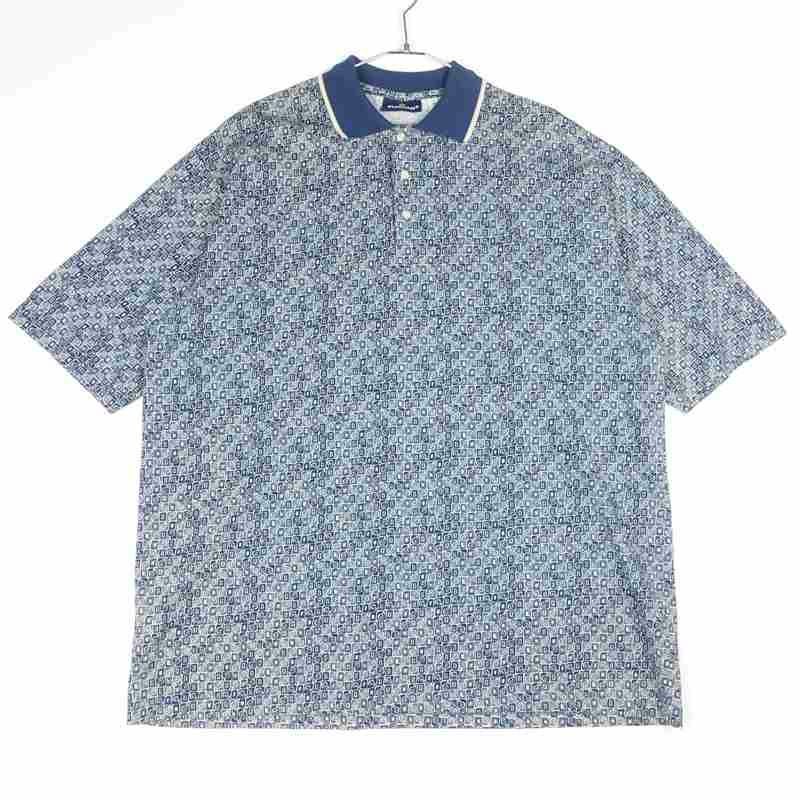 古着の総柄半袖ポロシャツ