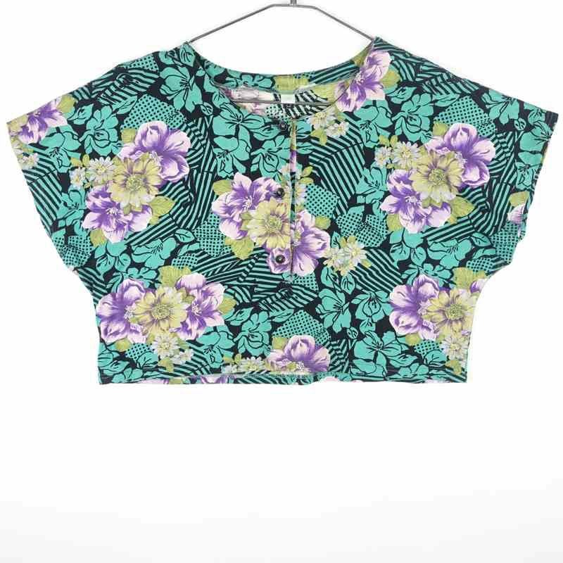 古着の花柄半袖プルオーバー