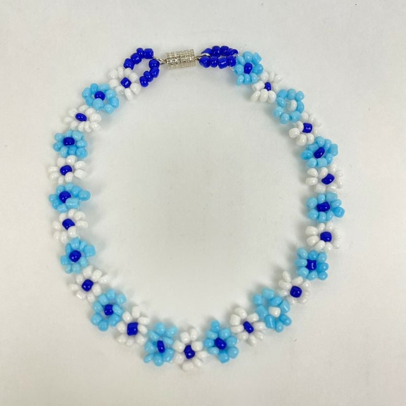 フラワー デザイン ビーズ ブレスレット blue | Flamingo Online 古着