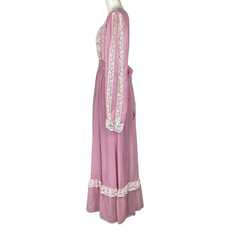 アンティーク　ピンク ワンピース　ドレス　レース　vintage 古着 70s vintage ピンク レース ドレス | Flamingo Online 古着屋