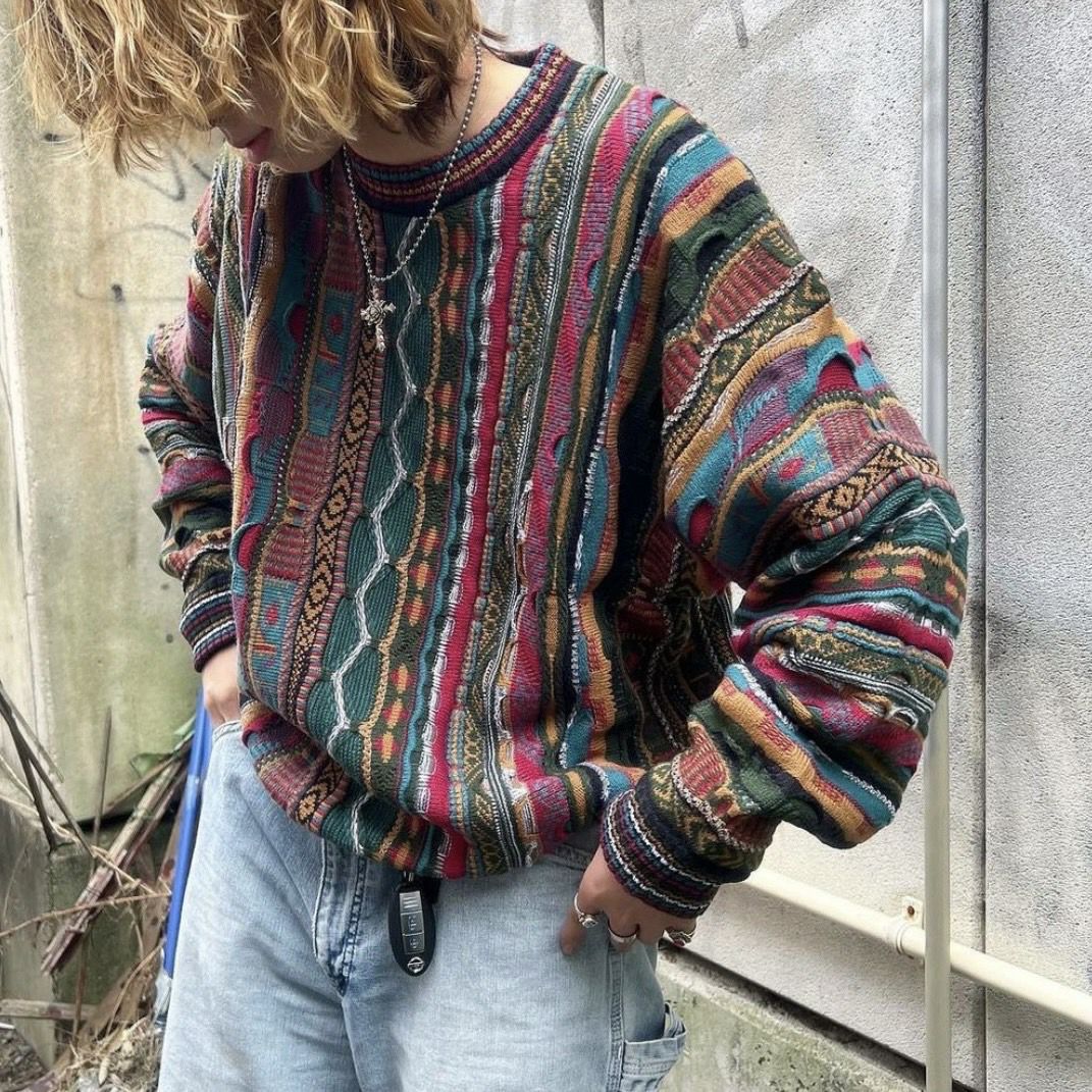 FAFATT 3Dニットクルーネック GREEN | Flamingo Online 古着屋