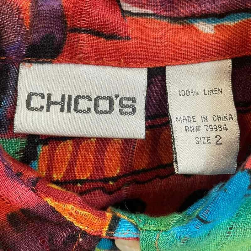 古着 CHICO'S 総柄長袖リネンシャツ | Flamingo Online 古着屋