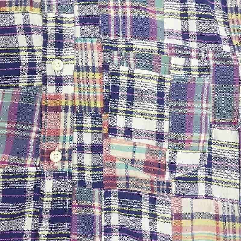 古着 j.crew マドラスチェック パッチワーク チェック 半袖シャツ