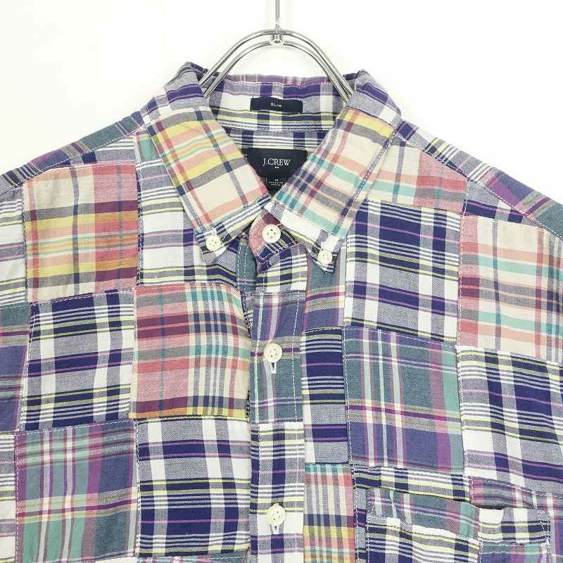 古着 j.crew マドラスチェック パッチワーク チェック 半袖シャツ