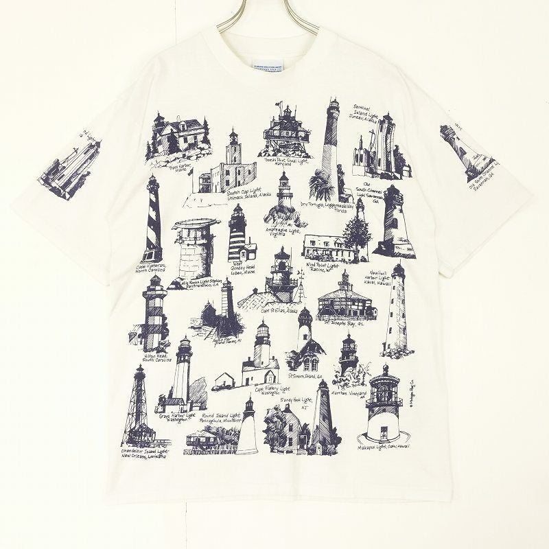 古着 90s ミシガンラグ 灯台 総柄 Tシャツ | Flamingo Online 古着屋
