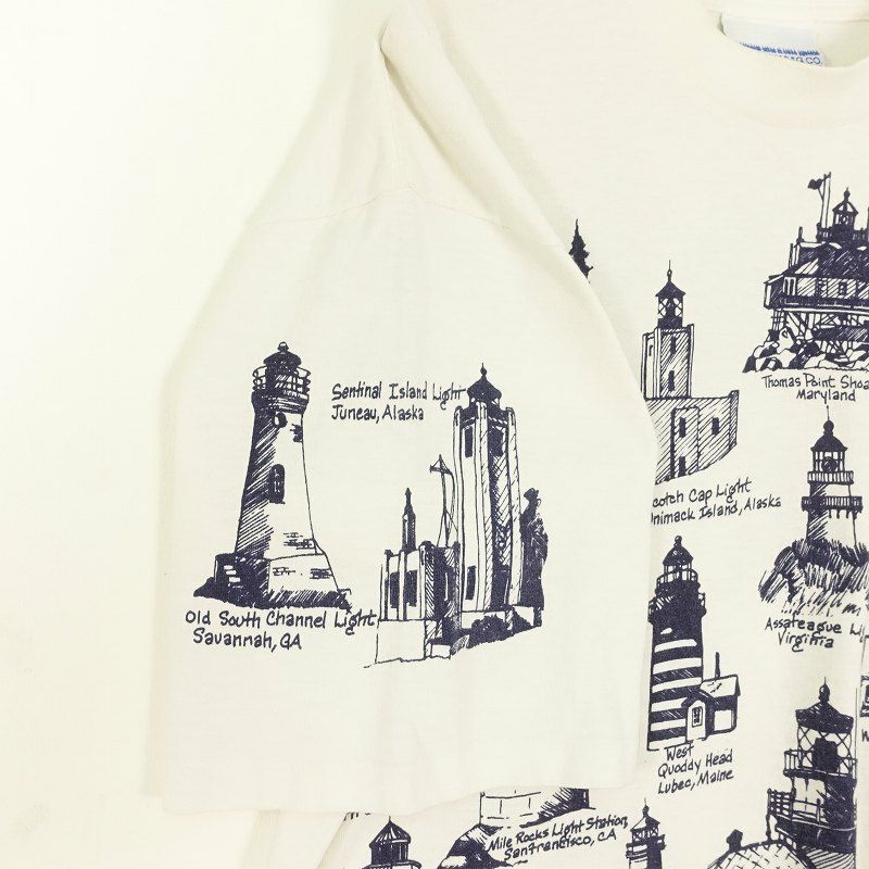 古着 90s ミシガンラグ 灯台 総柄 Tシャツ | Flamingo Online 古着屋