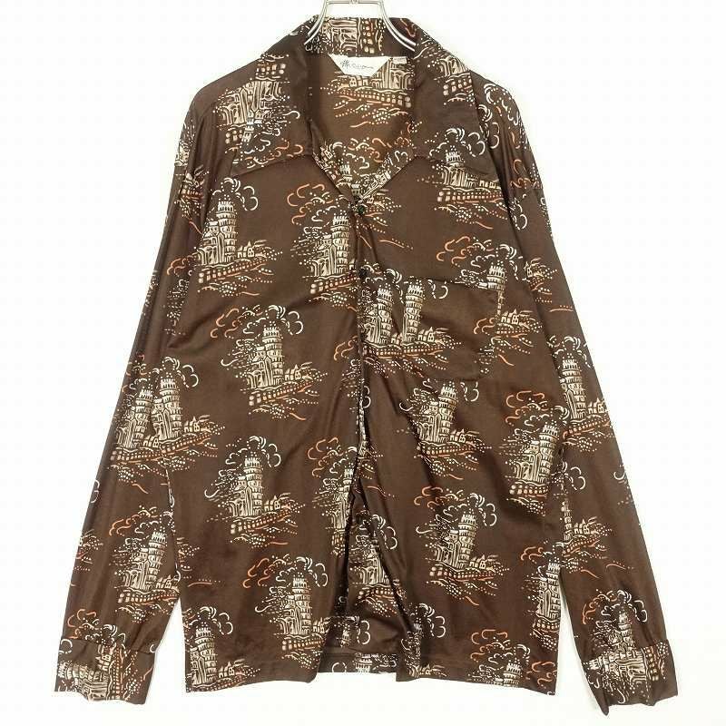 古着 70s オープンカラー 総柄 長袖シャツ | Flamingo Online 古着屋