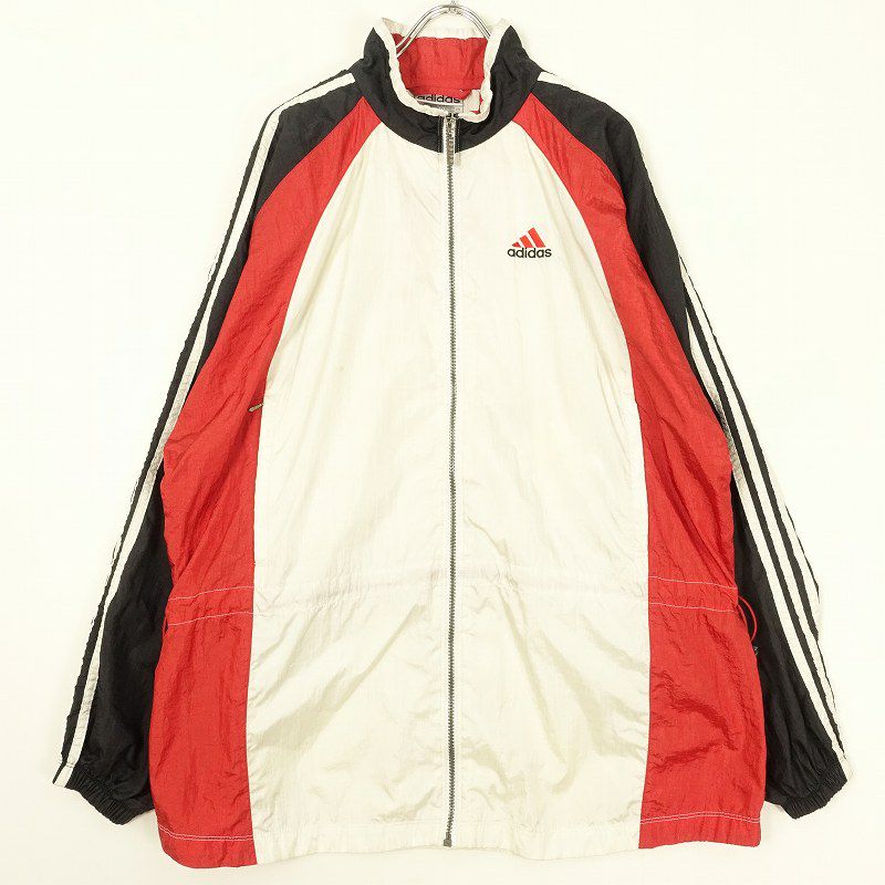 90sアディダス ビンテージ ドローコード付き 裏フリース ナイロンジャケット 90s adidas アディダス リバーシブルジャケット ナイロン フリースXL