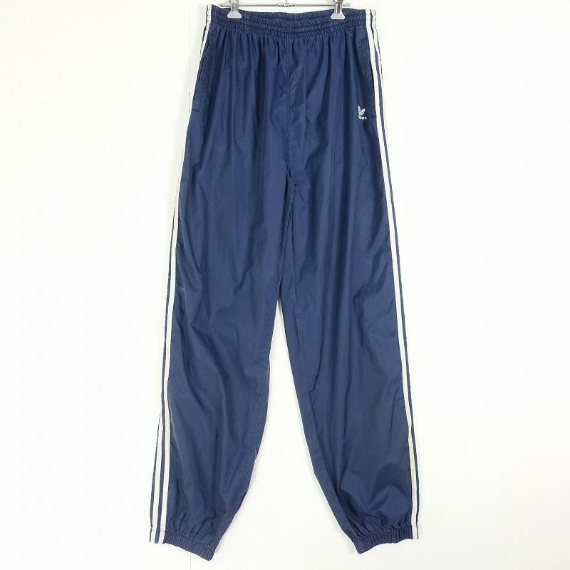d*7様 【値下げ交渉可】  80s ネイビー ストライプジャージ 古着 80s adidas トレフォイル ナイロンジャージパンツ | Flamingo