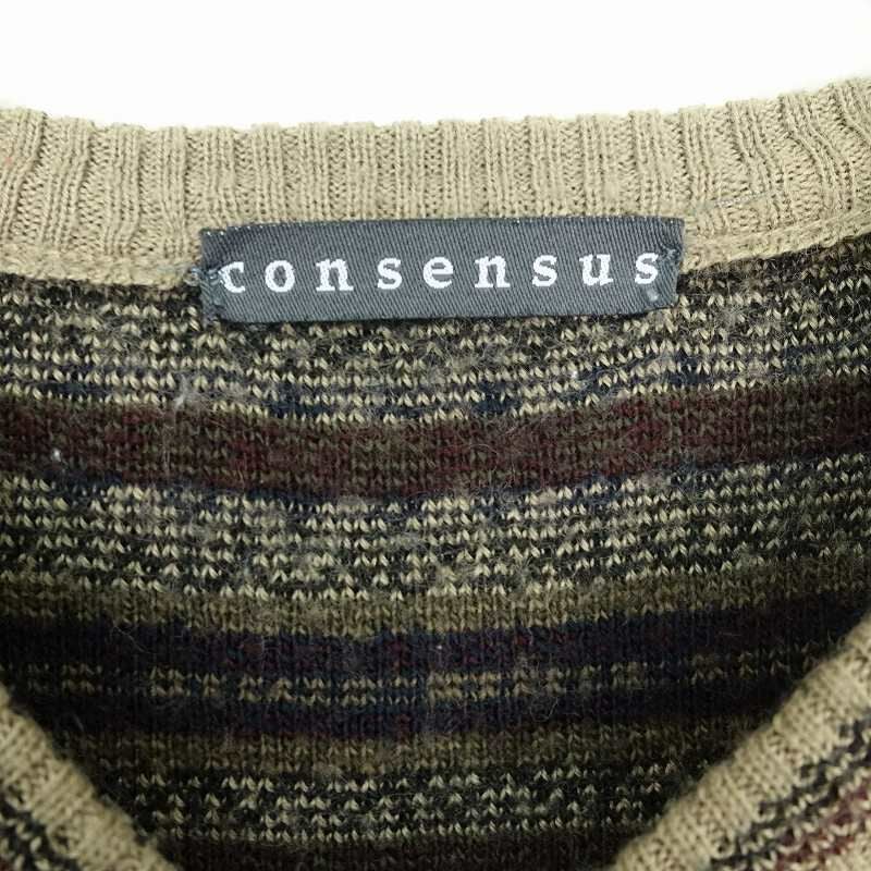 古着 consensus ボーダー 総柄 ニットベスト | Flamingo Online 古着屋