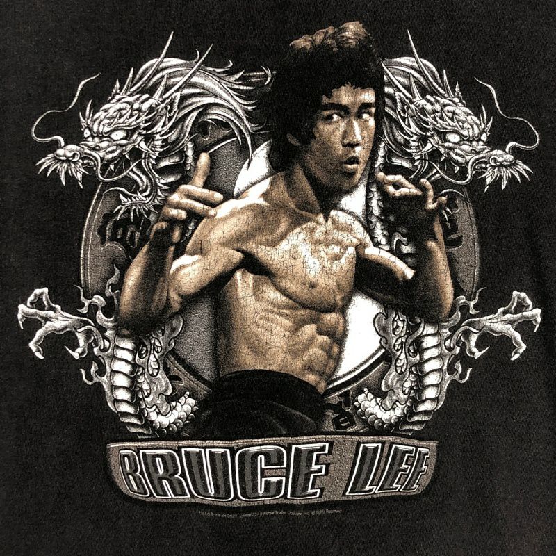 90s usa製 ブルースリー　ファイアー　giant ブラック　ムービーT 古着 90s USA製 BRUCE LEE プリントTシャツ | Flamingo Online 古着屋