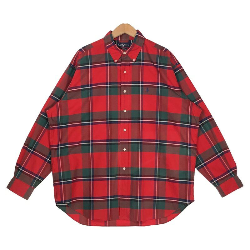 【最高カラー、BLAKE】ラルフローレン古着チェックシャツ刺繍ロゴプリネル赤L. 古着 RalphLauren BLAKE チェックシャツ | Flamingo Online 古着屋