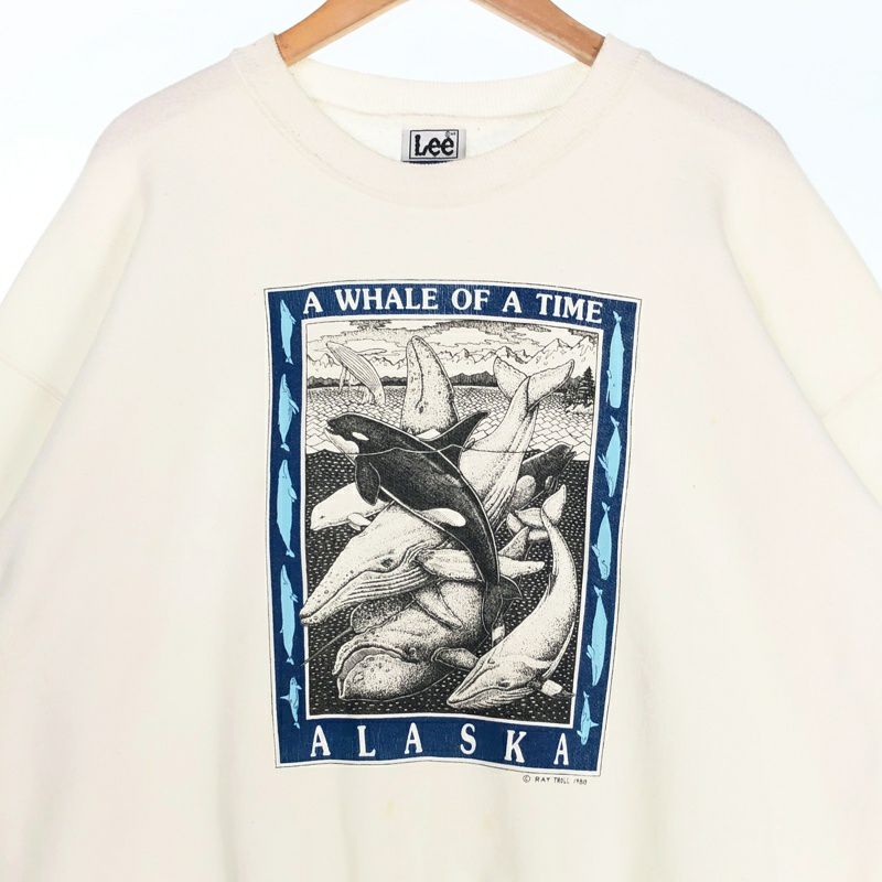 80s USA製 ヘインズ ラッコ親子 アニマルプリント パーカー 古着 レトロ 古着 80s USA製 アニマルプリント スウェット | Flamingo Online 古着